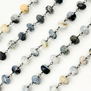 Dendrite Opal Oxidized 925 Sterling Silver Wire Chain